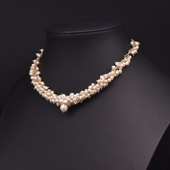 Elegant Pearl Cluster Retro Water Droplets Pearls wedding  Necklace - Picture 3 of 7